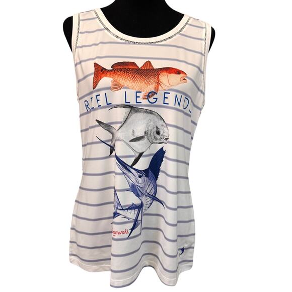 NEW REEL LEGENDS White Linnea Szymanski Keep It Cool Tank Top Size L - Picture 1 of 5